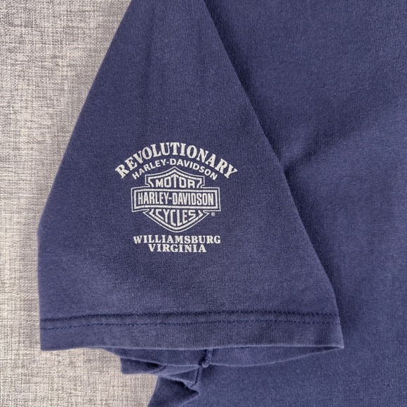 Harley Davidson Eagle Graphic Henley Shirt Live To Ride Navy Men's L - Picture 3 of 8